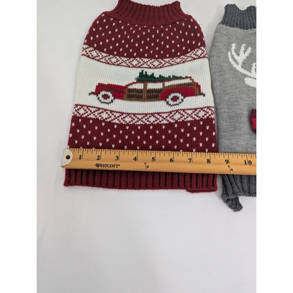 Pet Spirit‎ SimplyDog Christmas Sweaters Set of 2 Reindeer Woodie Wagon S/M